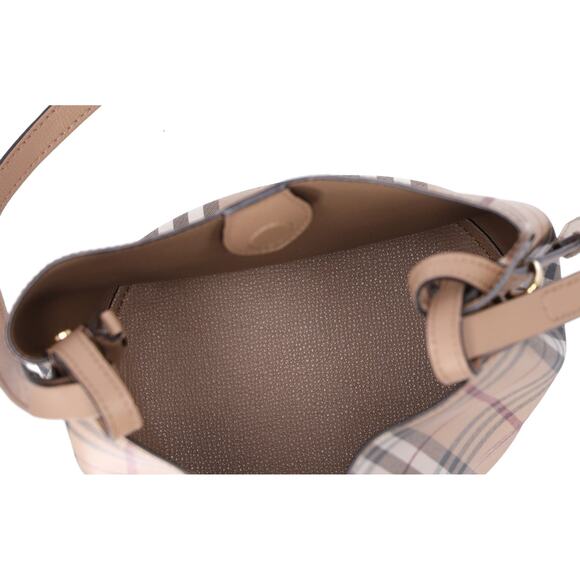 BURBERRY London England Check Bucket Bag Beige Multi Leather - Picture 6 of 9